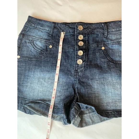 Almost Famous Womens Denim Shorts Buttonfly Streetwear Summer Fashion Blue SZ 13 - Picture 4 of 8